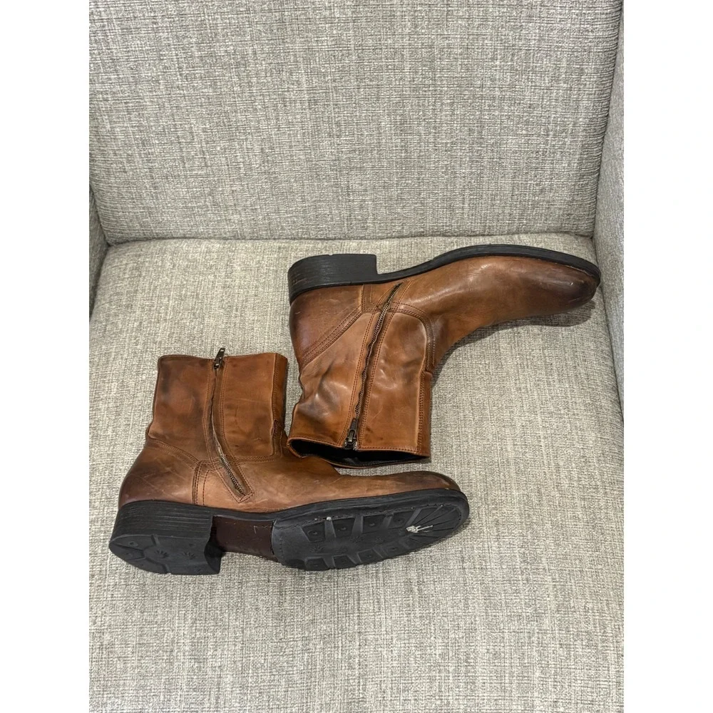 To Boot New York Adam Derrick Mens Brown Leather Side Zip Boots Size 9.5